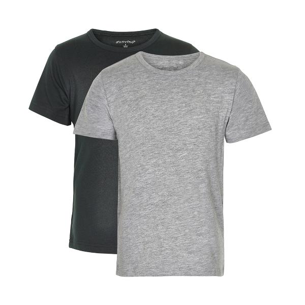 Grå og sort 2-pak basic t-shirt fra Minymo - Lillepip.dk