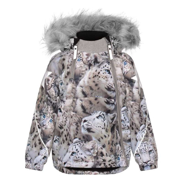 Asien Pigment ornament Snowy leopards Hopla Fur vinterjakke fra Molo - Lillepip.dk