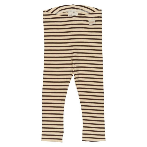 Coffee/Cream leggings modal striped fra Petit Piao