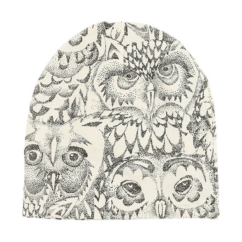 Cream AOP Owl SGBeanie baby hue fra Soft Gallery