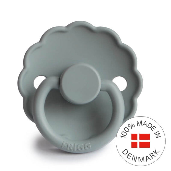 French Gray Daisy Round Silicone Pacifier Size 2