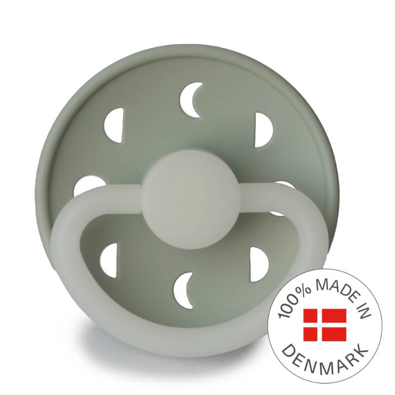Sage Night Moon Phase Round Silicone Pacifier Size 2
