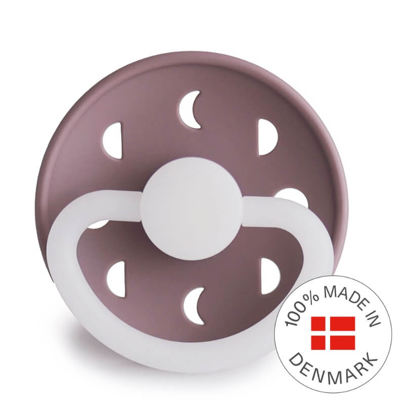 Twilight Mauve Night Moon Phase Round Silicone Pacifier Size 2