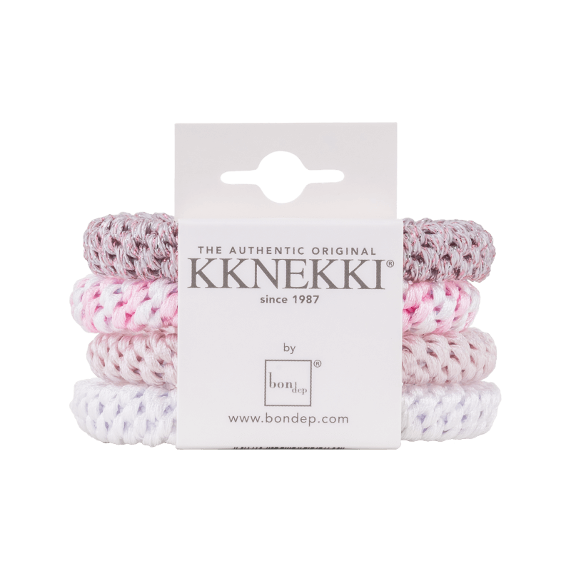 White/Rose/Pink Glitter 4-pak Kknekki elastikker fra Bon Dep