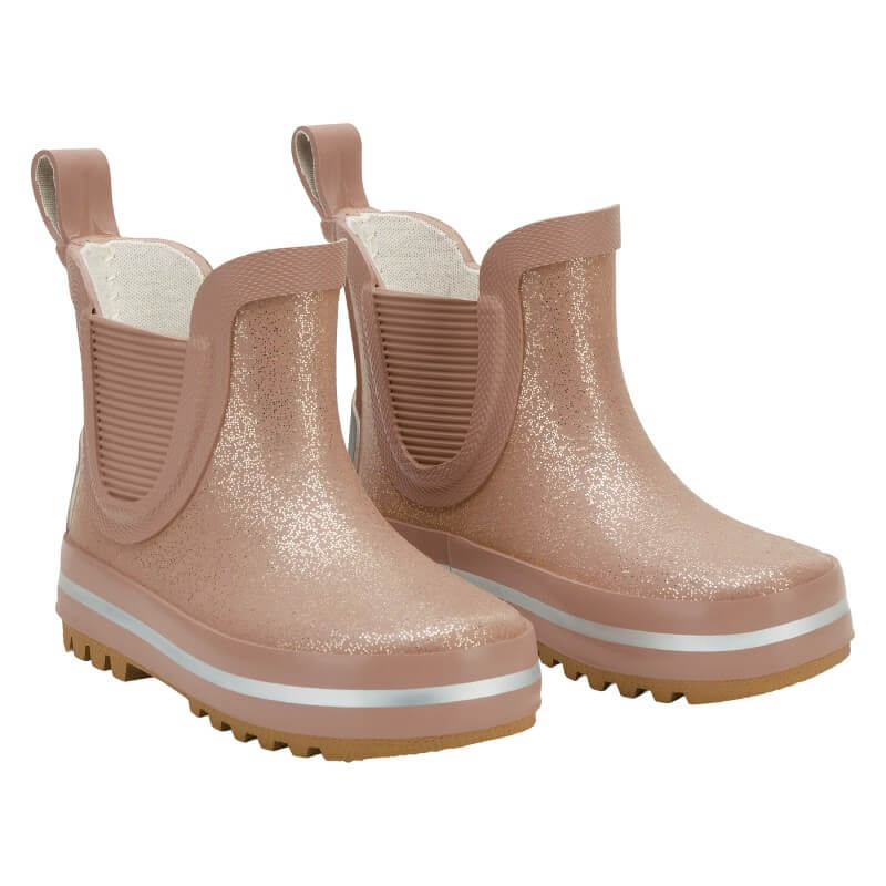 Nougat kort glitter gummistøvle fra Mikk-Line til piger
