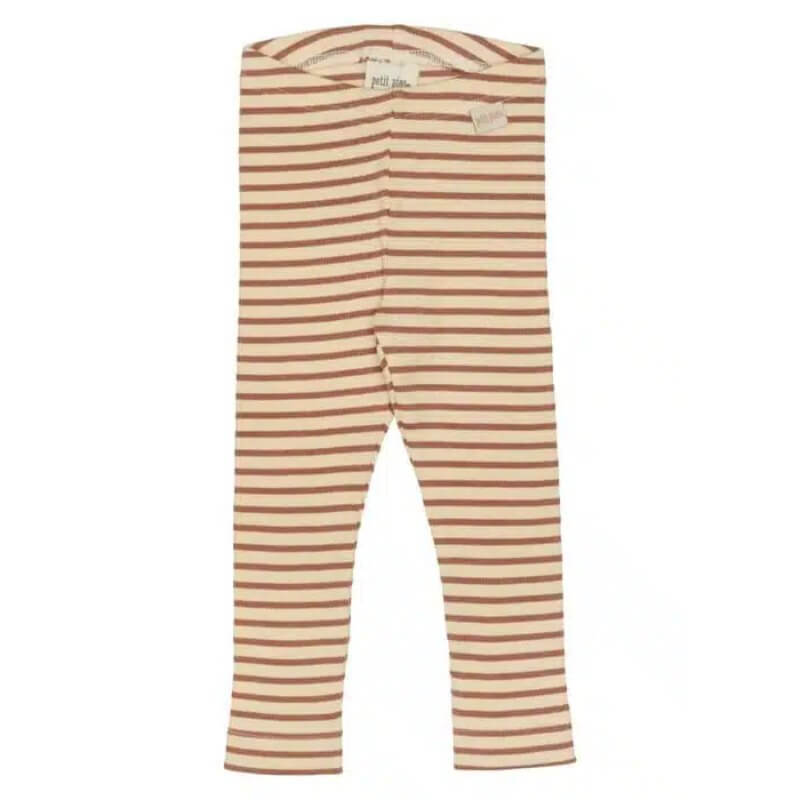 Latte/Cream leggings modal striped fra Petit Piao
