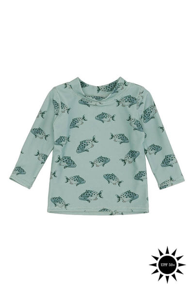 Jadeite AOP Spotfish baby Astin Sun Shirt fra Soft Gallery til børn - Lillepip.dk
