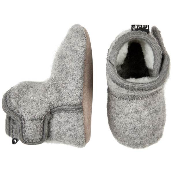 Grey melange baby uld sko med velcro fra CeLaVi til børn - Lillepip.dk