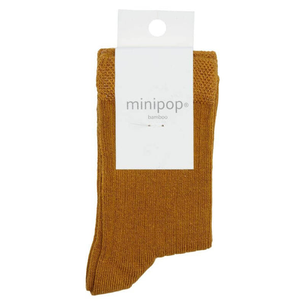 Mustard bamboo ankle strømper fra MiniPop - Lillepip.dk