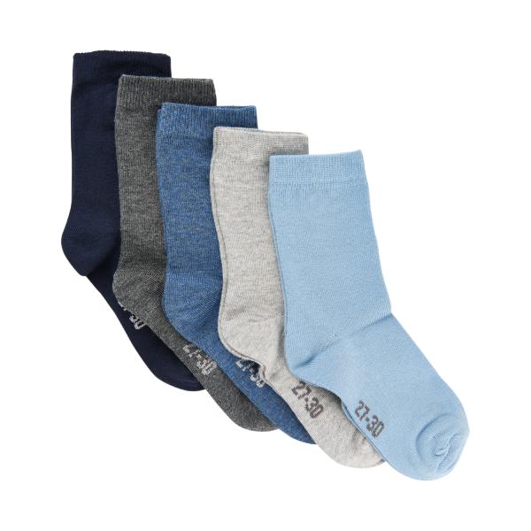 5-pak strømper i blå og grå farver fra Minymo til børn - Lillepip.dk