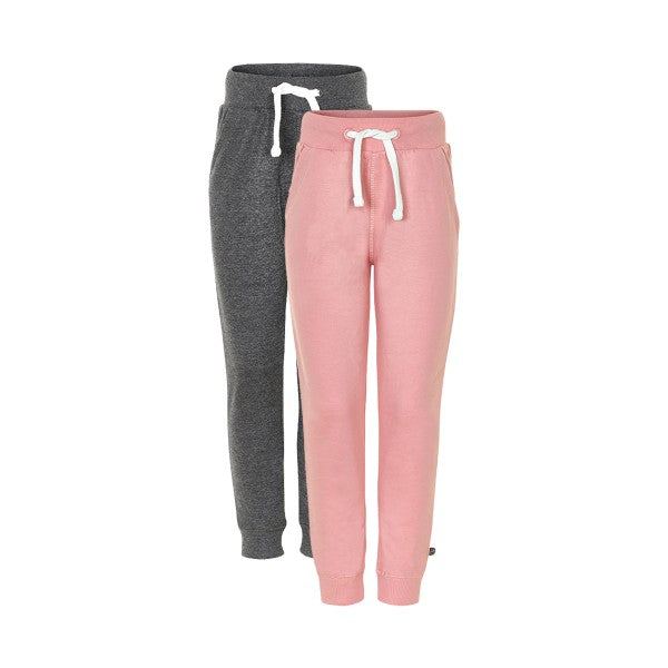 Grå og rosa 2-pak basic sweatpants fra Minymo - Lillepip.dk