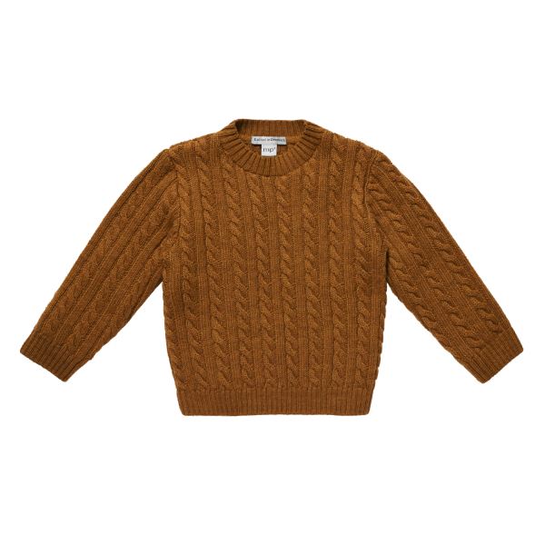 Rust strik Cable sweater fra MP Denmark til børn - Lillepip.dk